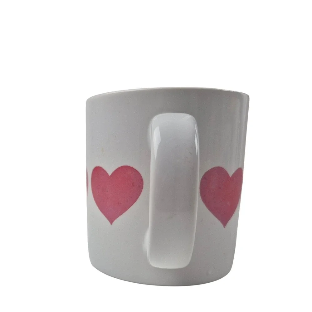 Vintage Japan Pink Heart‎ Coffee Mug White Ceramic Valentine Retro Tea Cup